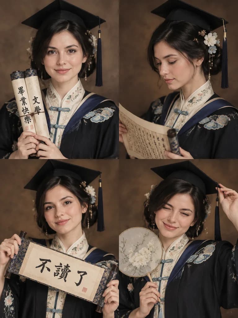 New Chinese Style Graduation Portrait Quad