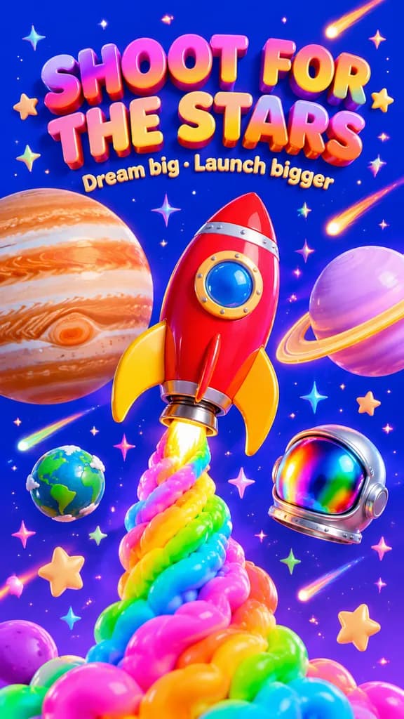 復古未來主義3D太空海報