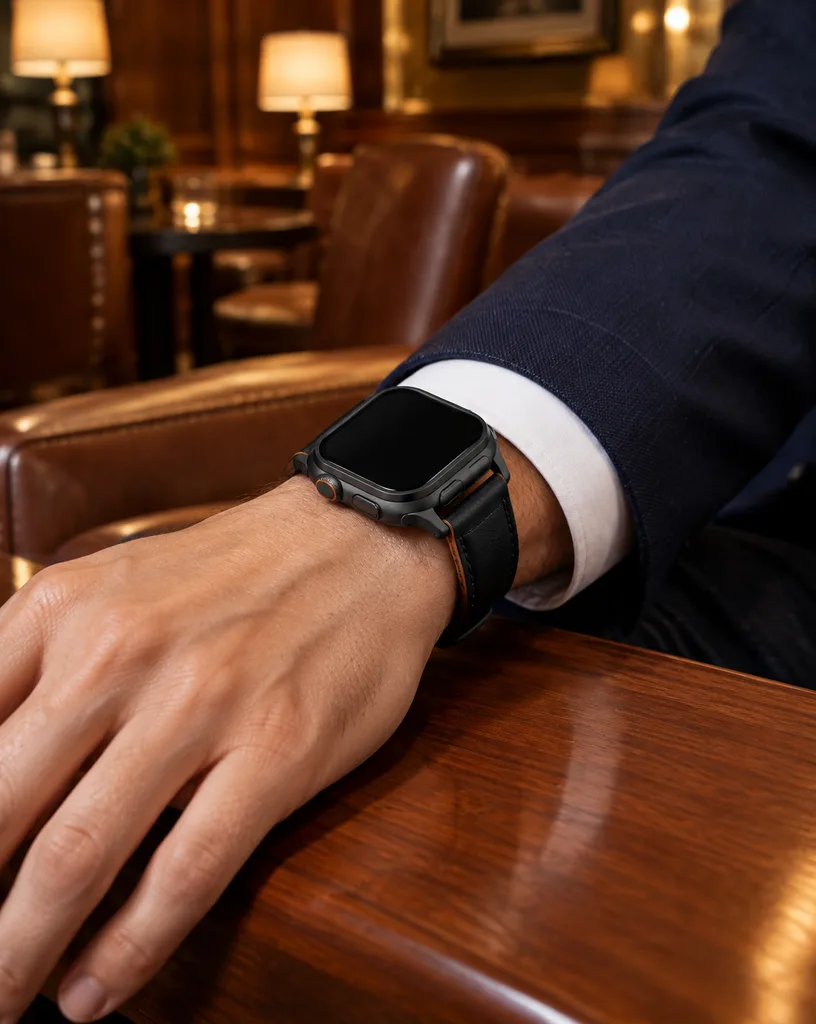 Luxus-Smartwatch am Handgelenk im Anzug