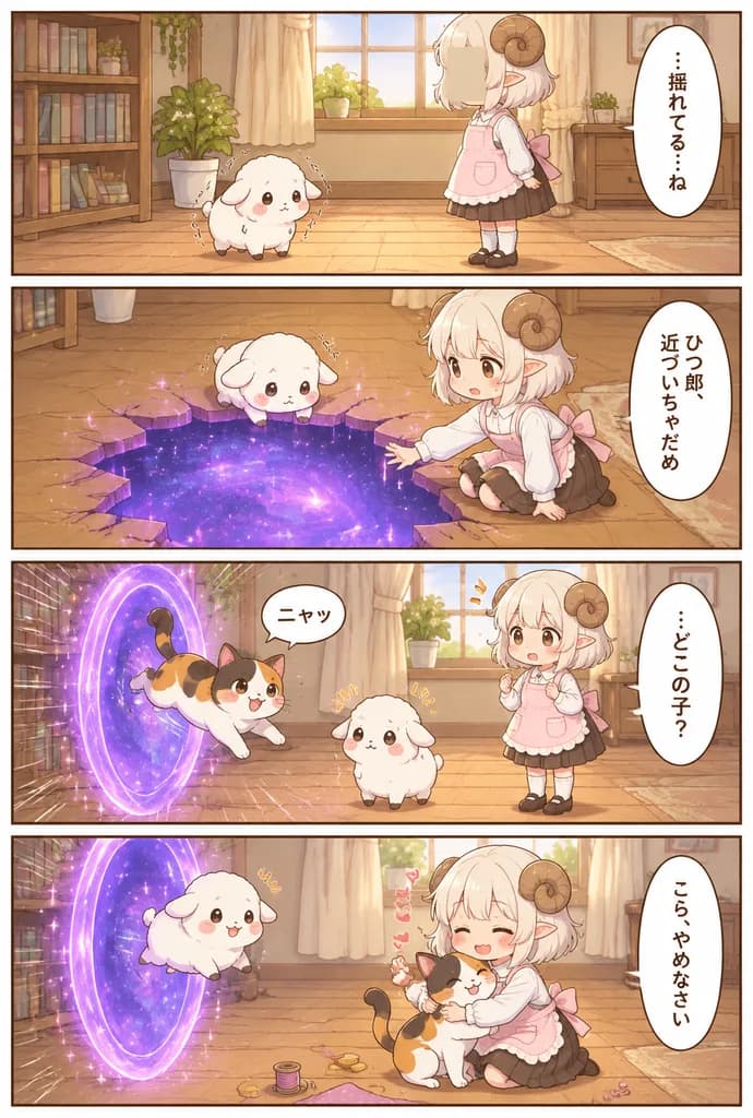 Four-Panel Sheep Girl Manga Comic
