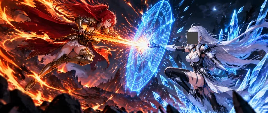 Duel Élémentaire Anime Feu et Glace
