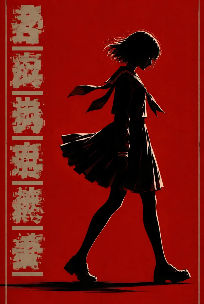Anime Noir Silhouette Red Poster