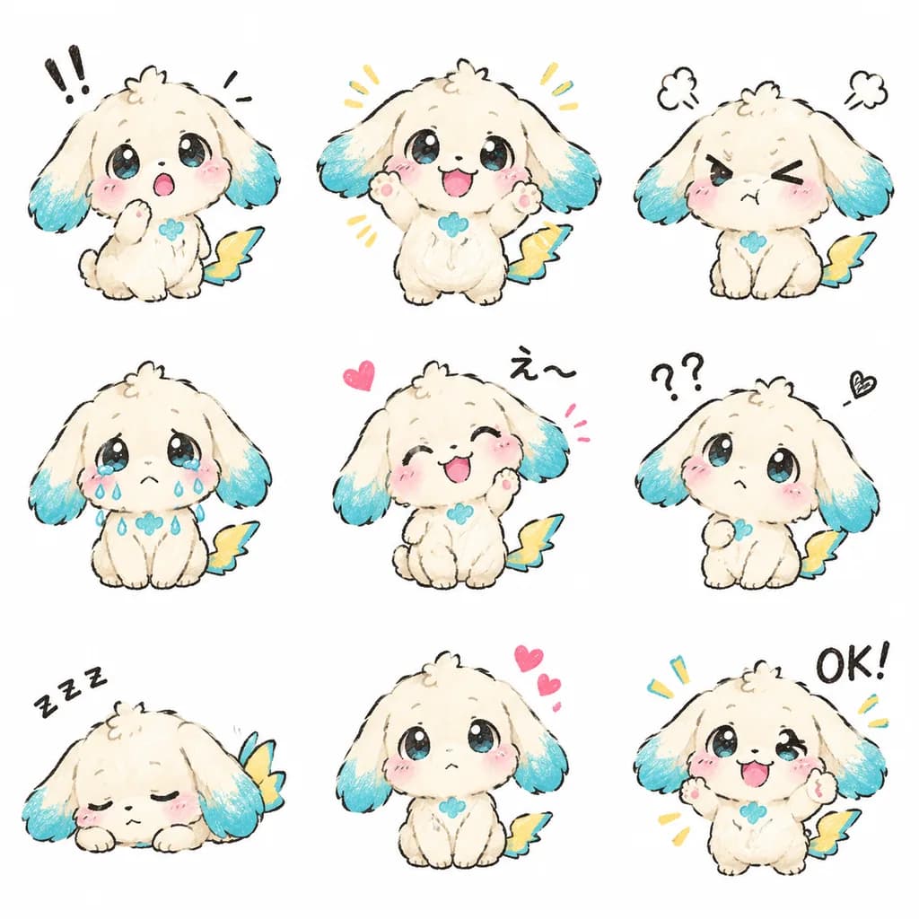 ちび子犬の表情ステッカーシート