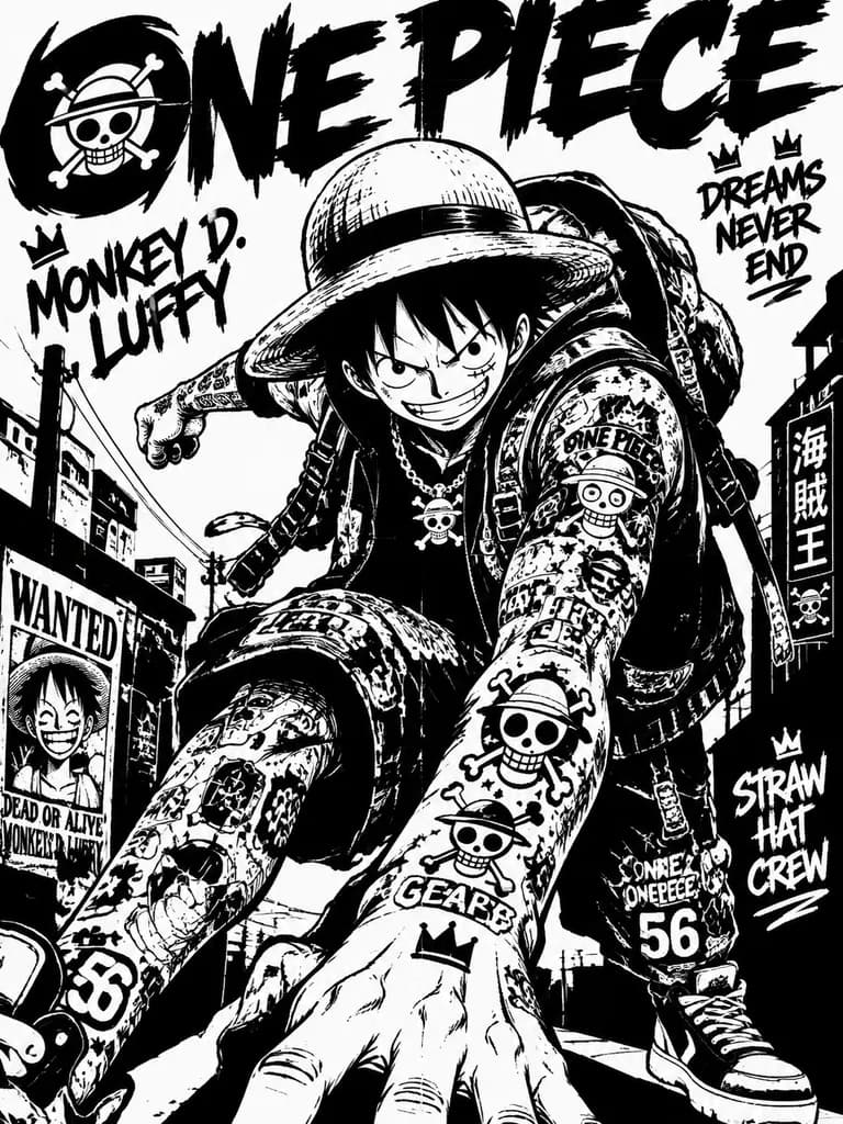 Monochrome Sticker-Bomb Streetwear Poster
