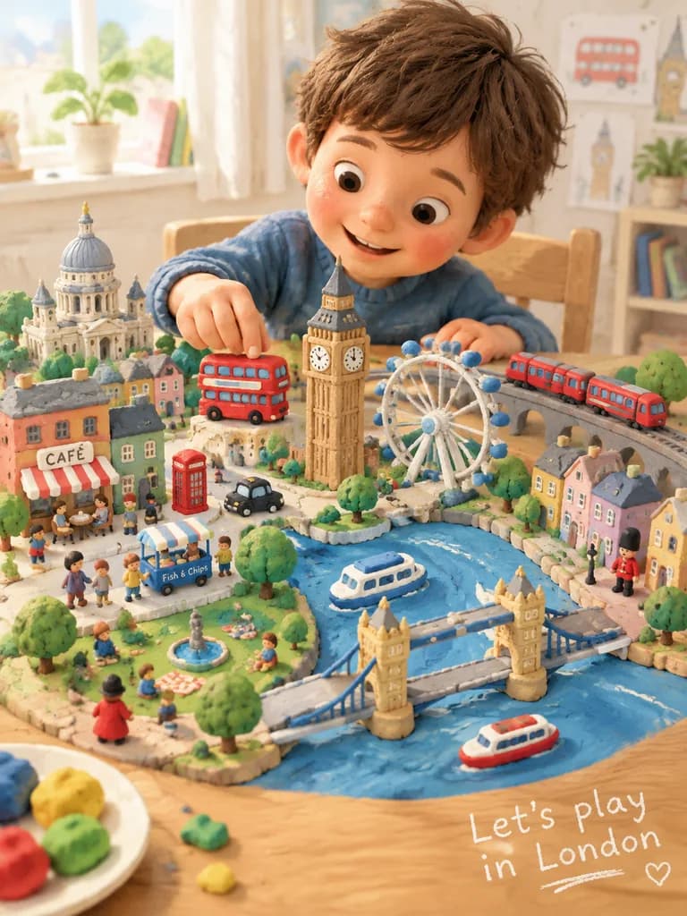 Child Sculpting Play-Doh City