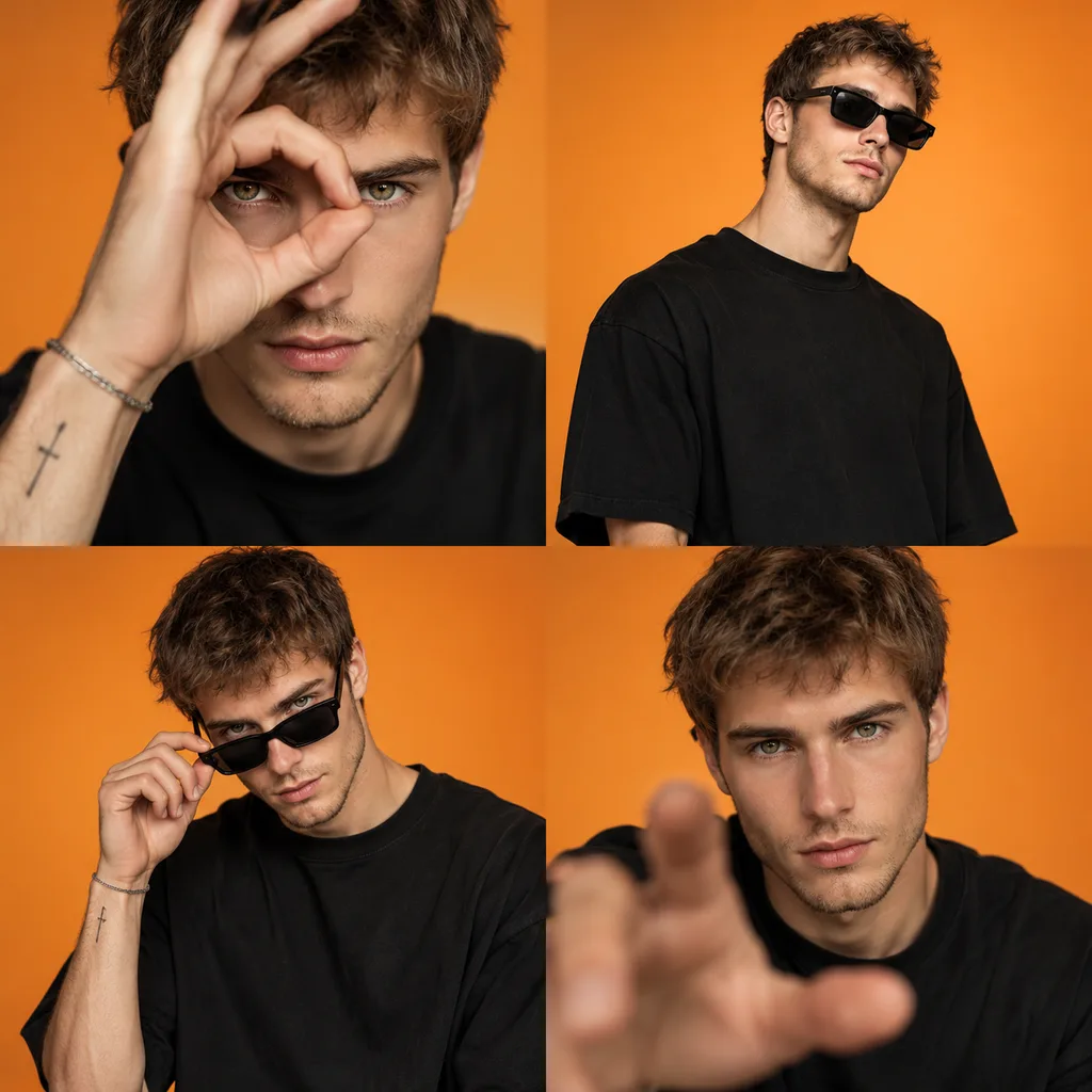 Streetwear Influencer Four-Panel Studio Grid