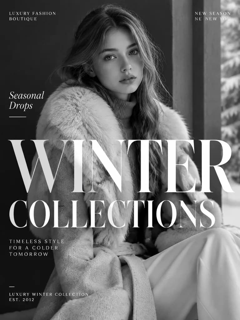 Monochrome Editorial Fashion Campaign Poster
