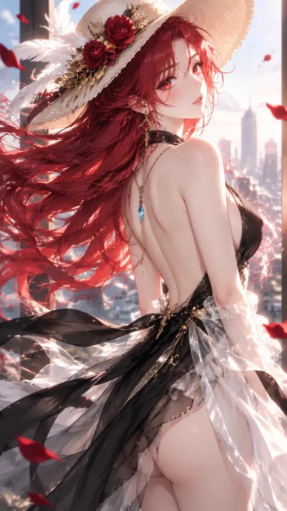 優雅なファンタジーアニメ美少女ポートレート
