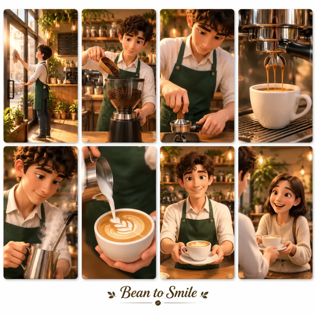 ピクサー風コーヒーCM絵コンテ