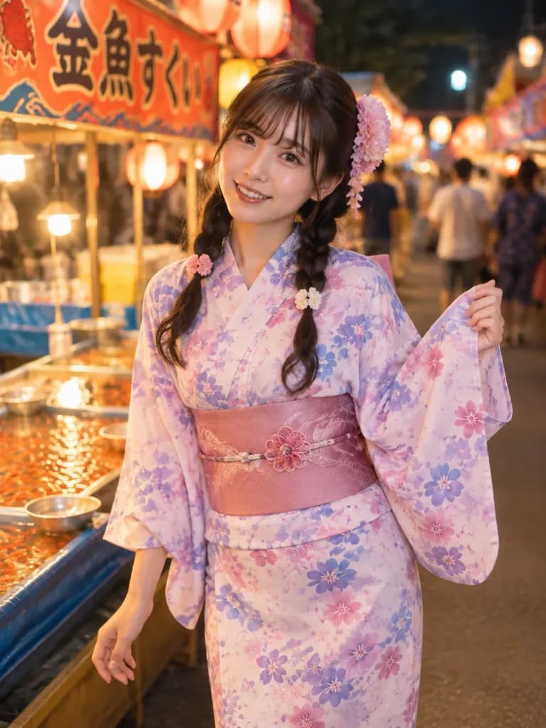 Japanese Night Festival Yukata Portrait