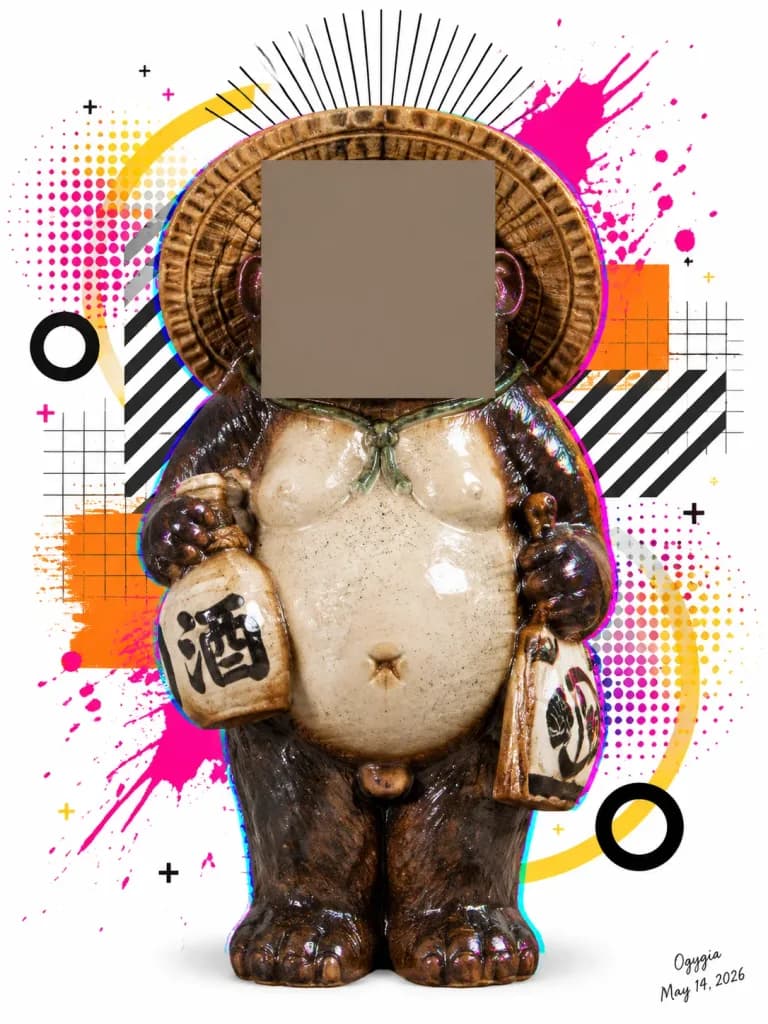 팝아트 모자이크 타누키 포스터