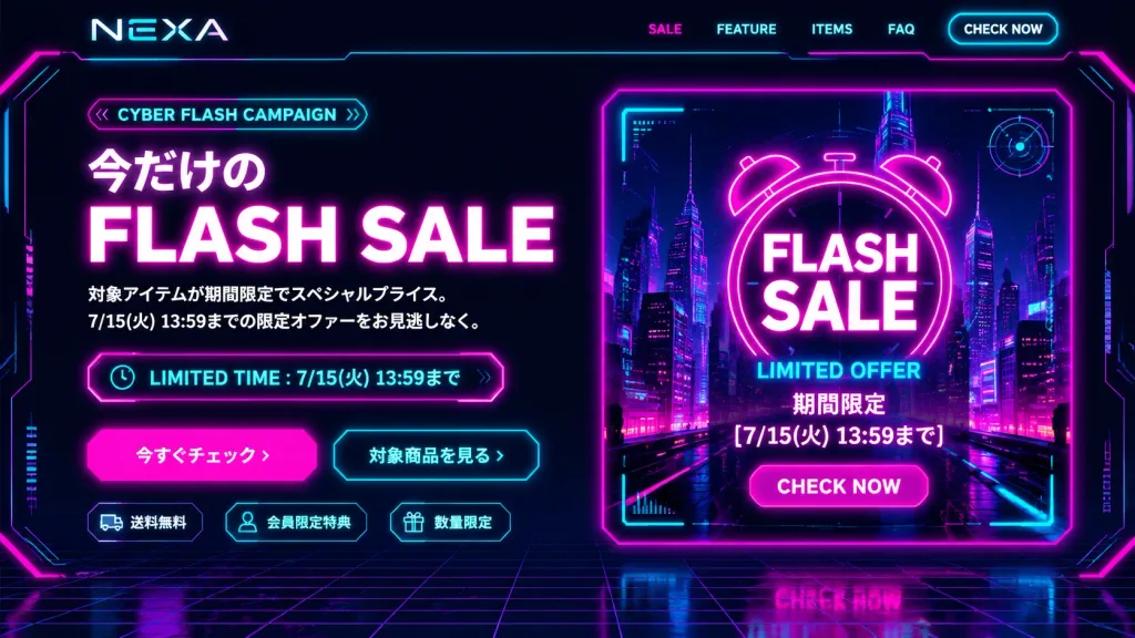 Cyberpunk E-Commerce Flash Sale Hero