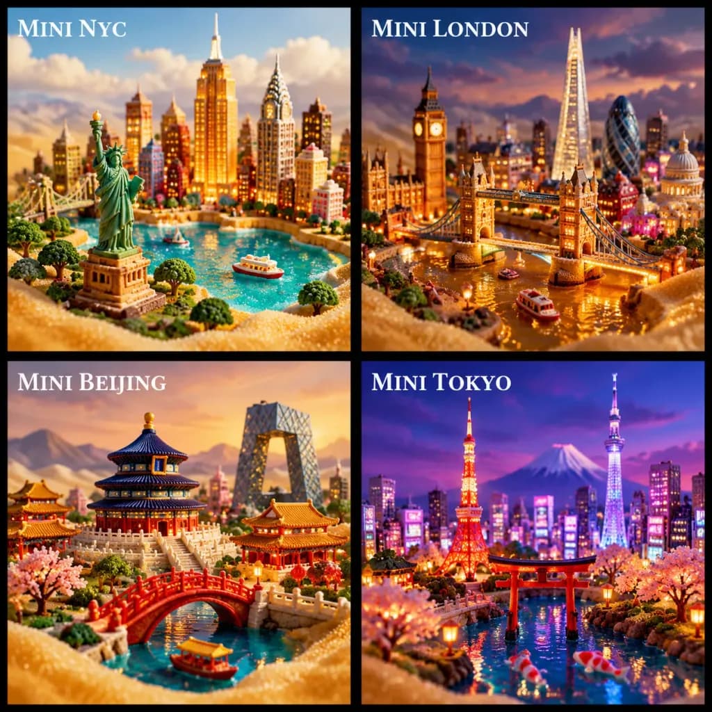 Miniature Edible World Cities Grid