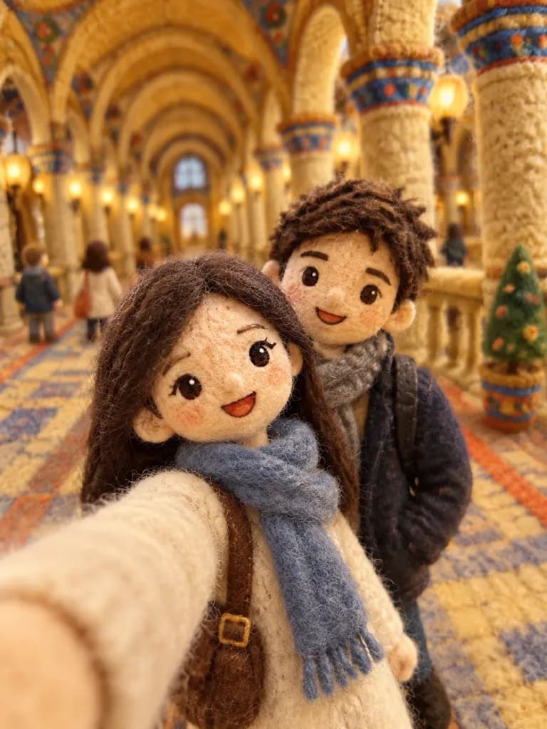 Needle-Felt Wool Miniature Selfie Diorama