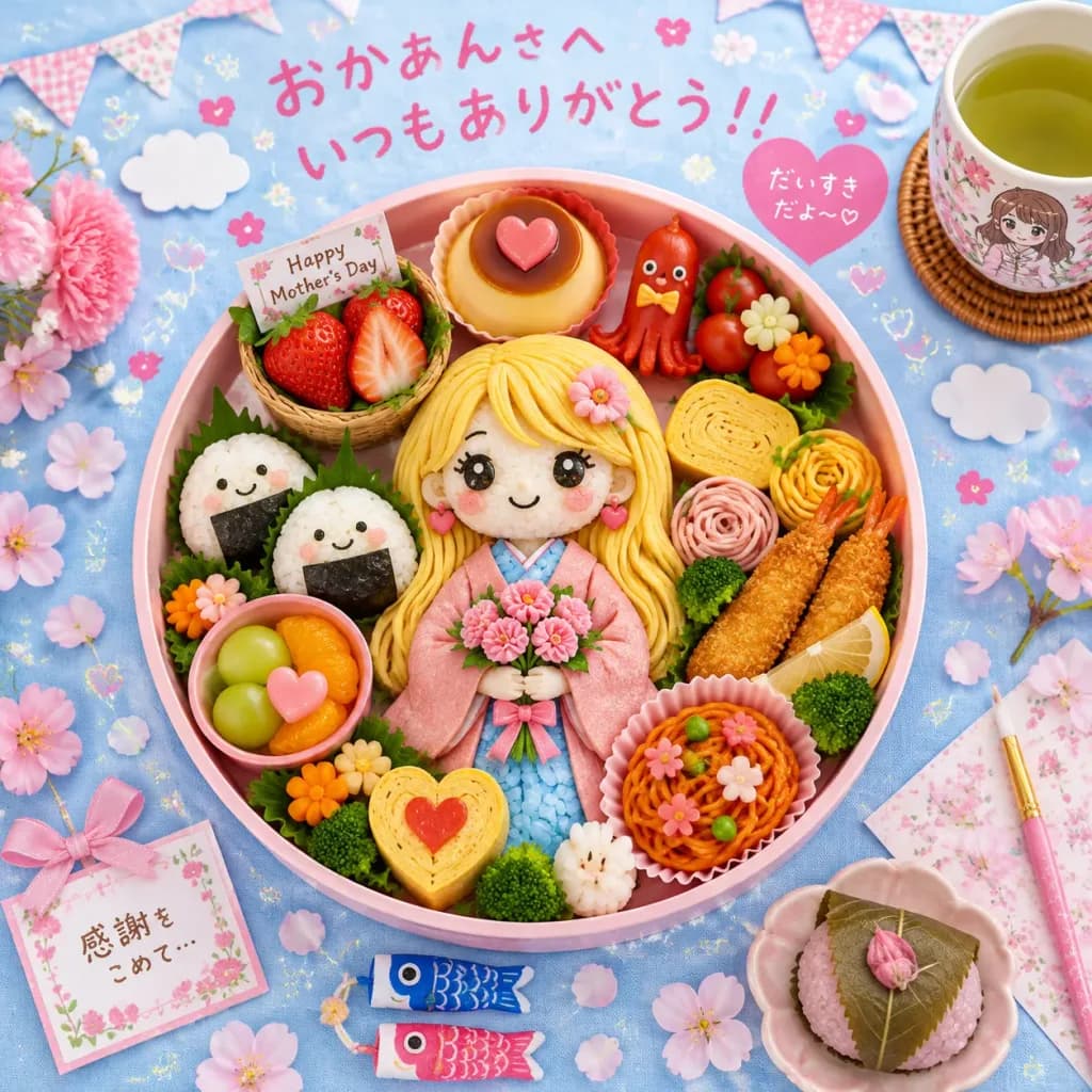 Kawaii Japanese Mother's Day Bento Art