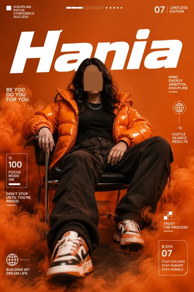 Póster Editorial de Moda Streetwear Naranja