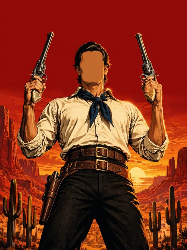 Western Gunslinger Dual Revolver Poster