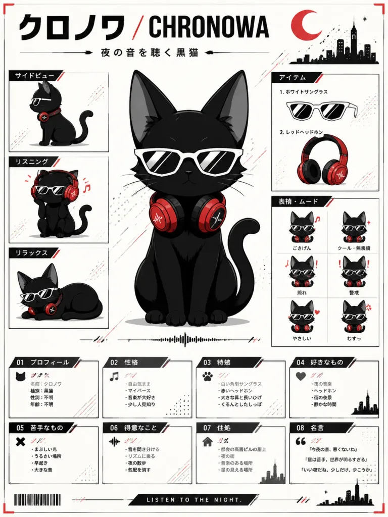 黑猫吉祥物角色设定图海报