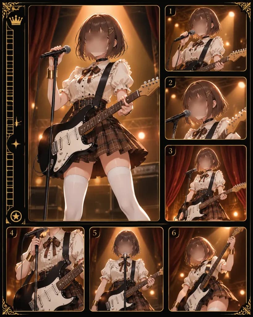 Hoja de contactos de idol guitarrista anime