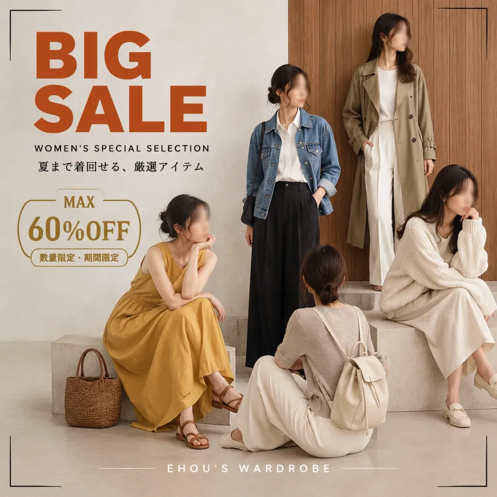 ミニマルなレディースファッションセールポスター