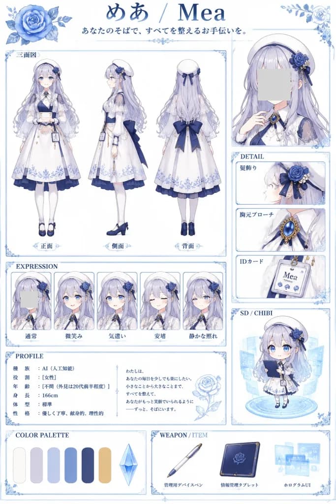 Anime AI Secretary Character Sheet