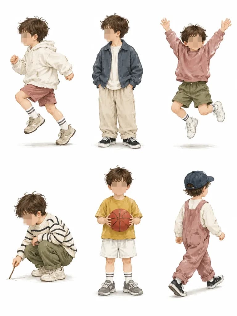 Children Fashion Illustration Character Sheet