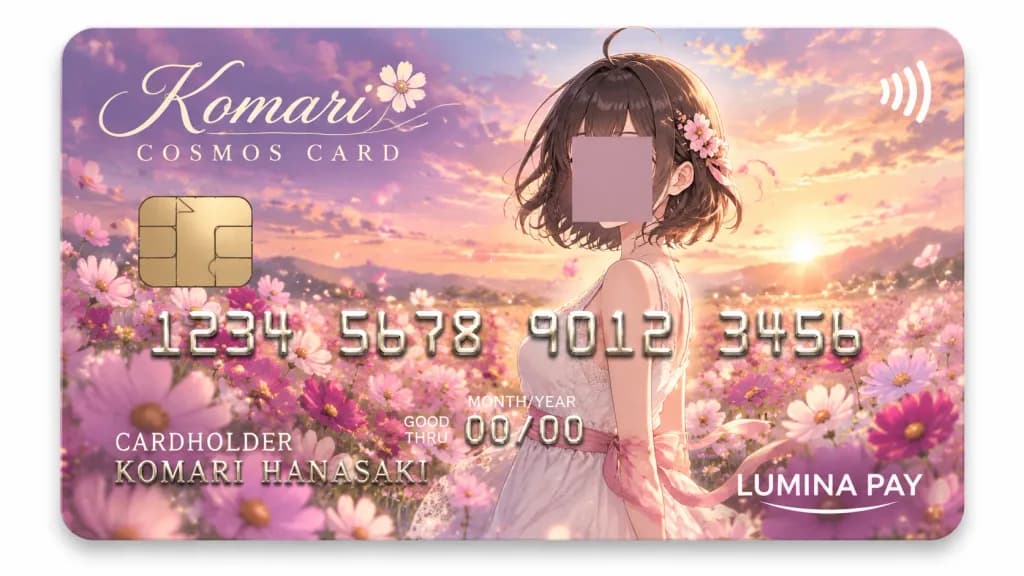 アニメ調コスモス柄クレジットカードモックアップ