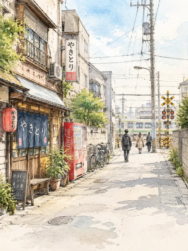 Tokyo Morning Urban Travel Sketch Poster