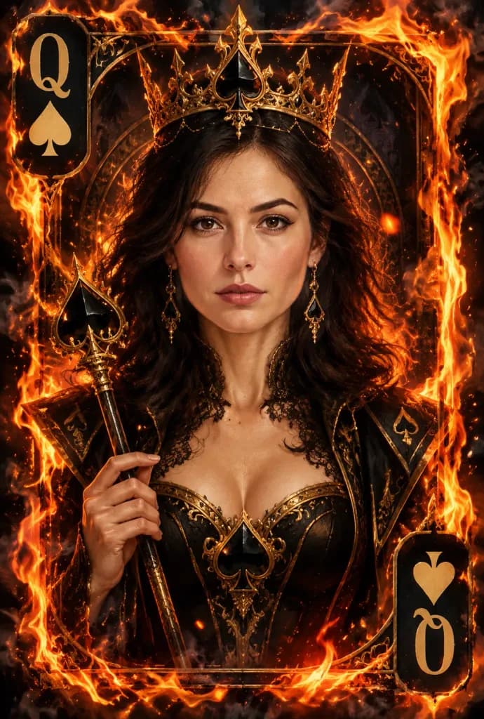 Queen of Spades Fantasy Card