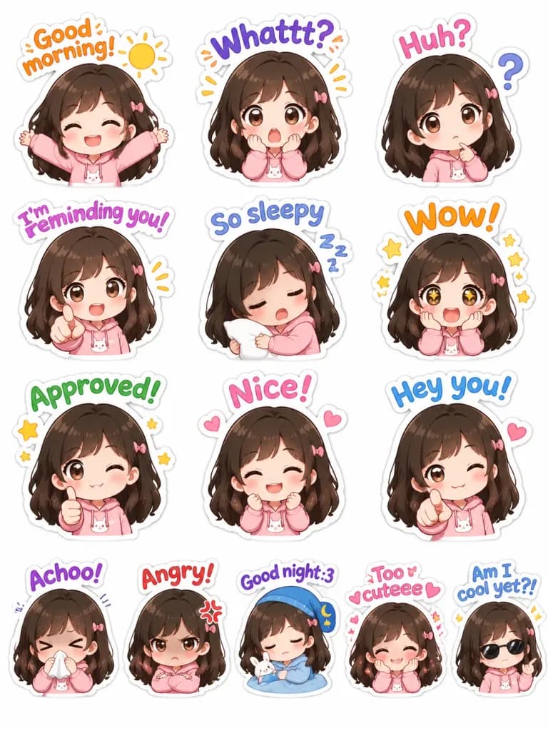 Custom Chibi Expression Sticker Sheet