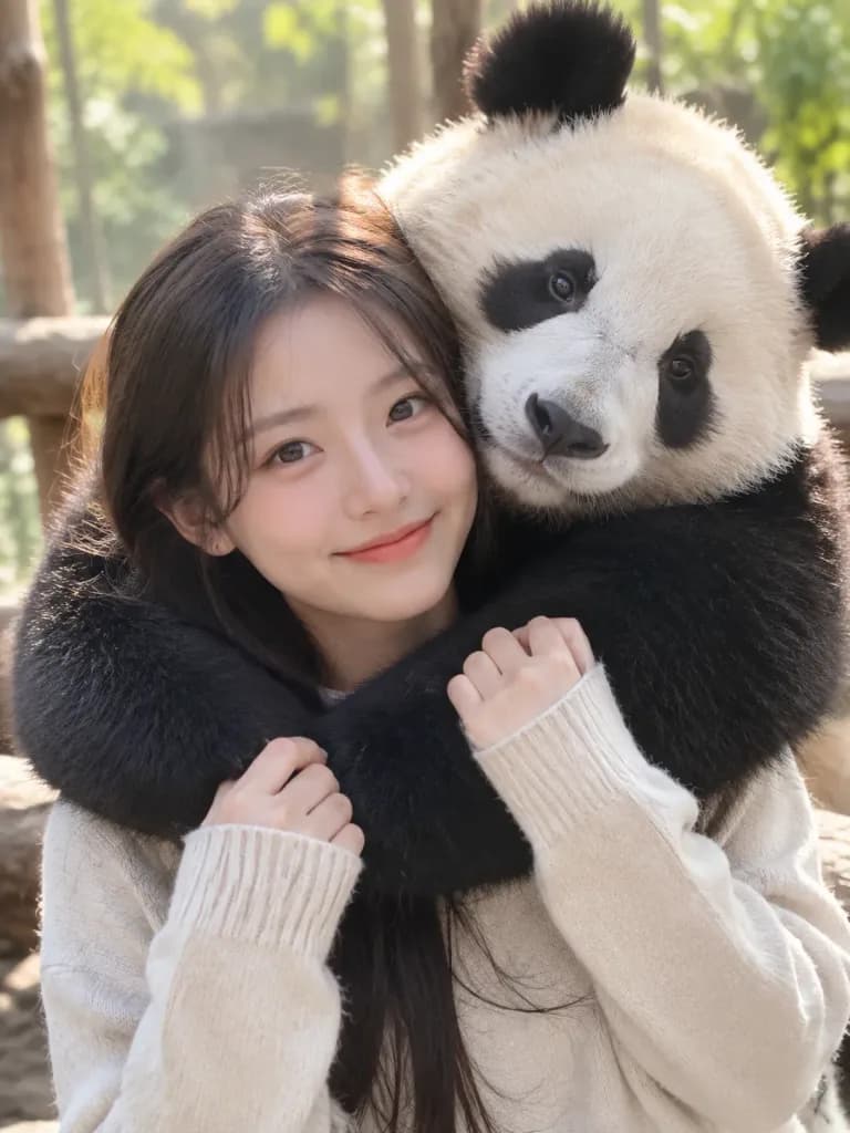 뒤에서 안아주는 다정한 동물 포옹