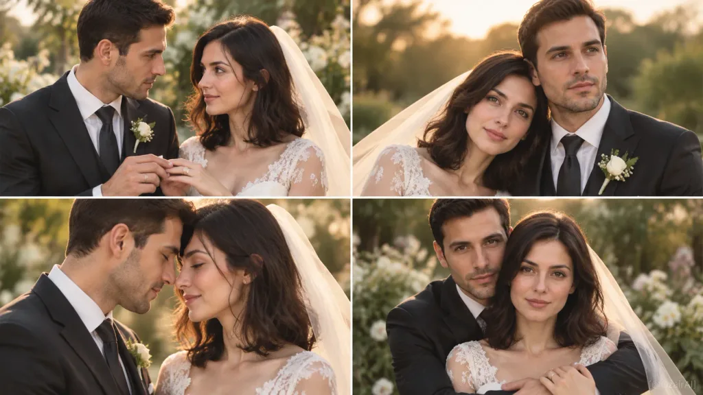 Four-Grid Editorial Wedding Couple Portraits