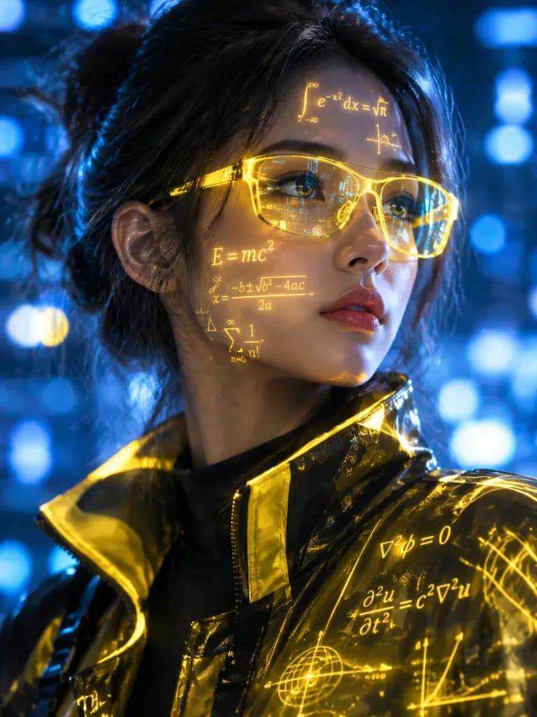 Cyberpunk Neon Mathematical Glow Portrait
