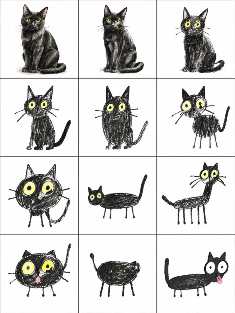 Visual Telephone Game Sequence Grid