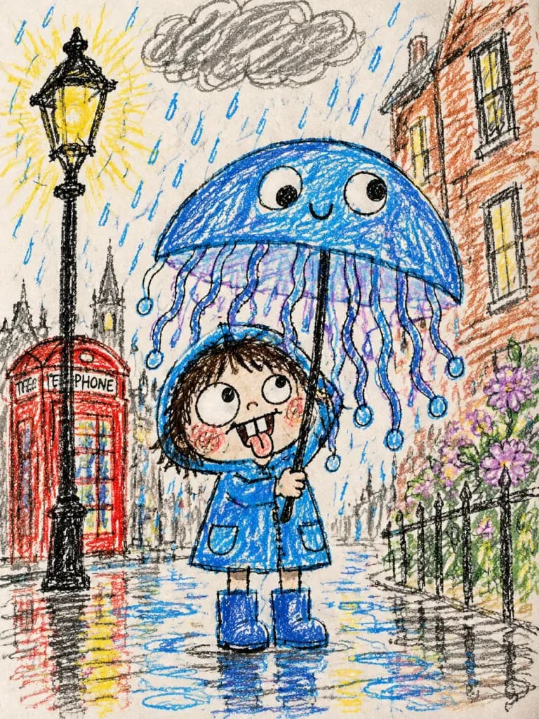 Childlike Crayon Doodle Photo Transformation