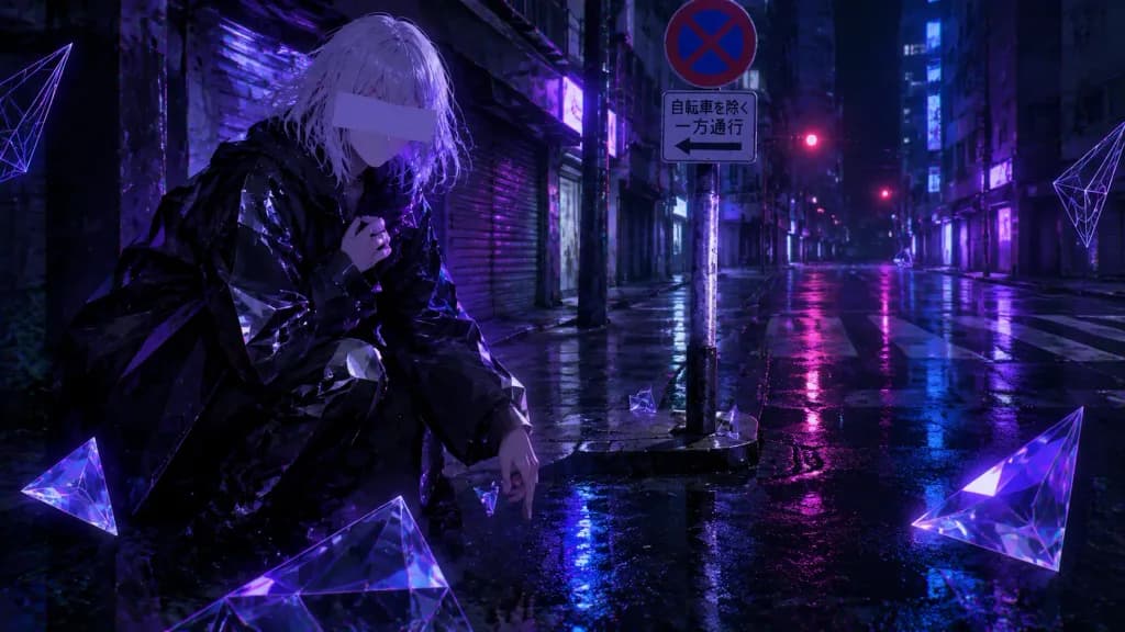 雨夜低多邊形賽博龐克街景