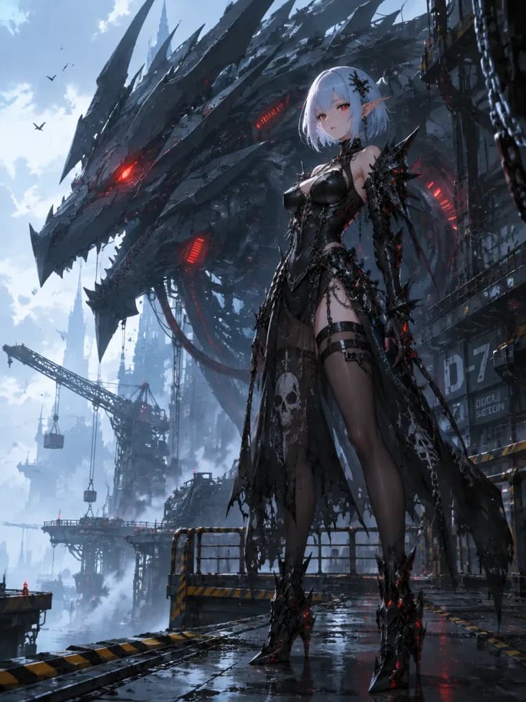 Gothic Cyber Elf and Biomech Dragon