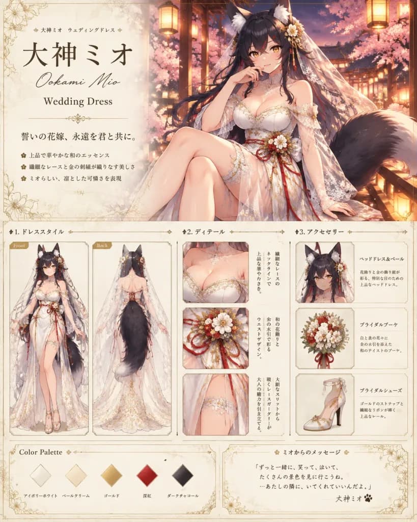Anime Wolf-Girl Bridal Character Sheet