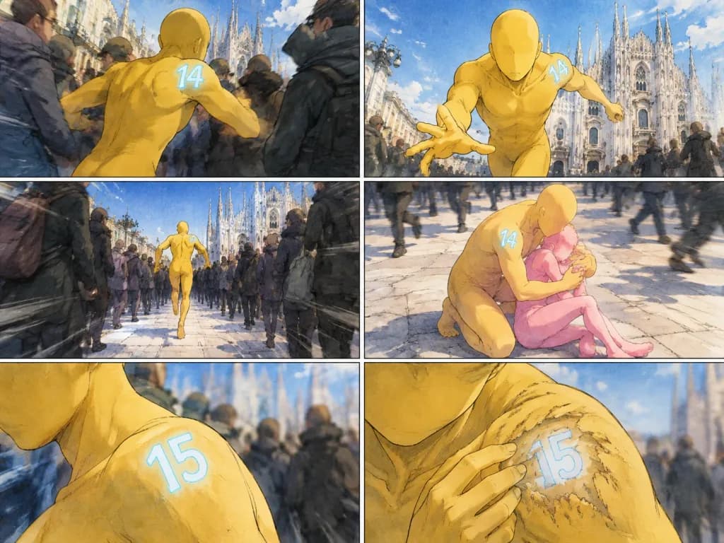 Numbered Humanoid Watercolor Storyboard