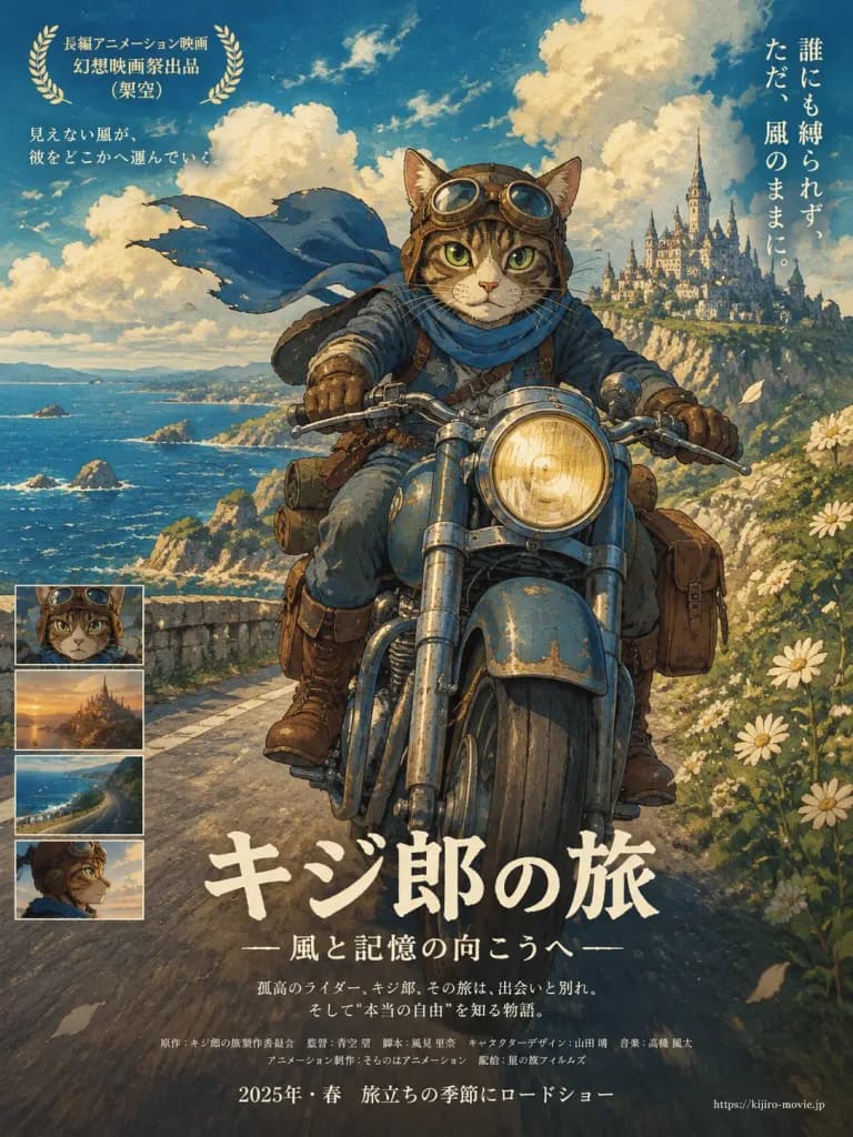 Anime Cat Motorcyclist Theatrical Movie Poster