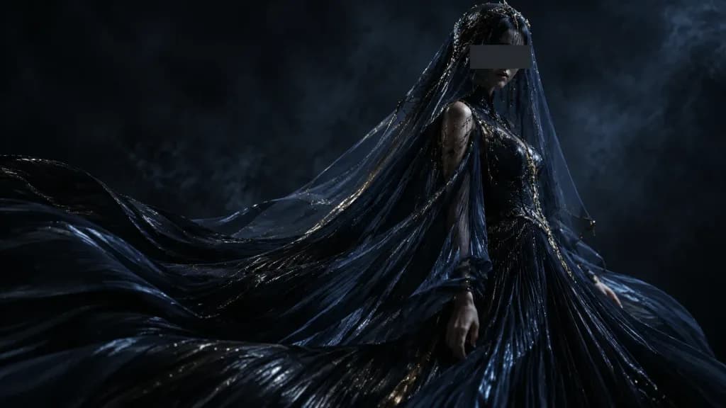 Veiled Dark Couture Editorial Portrait