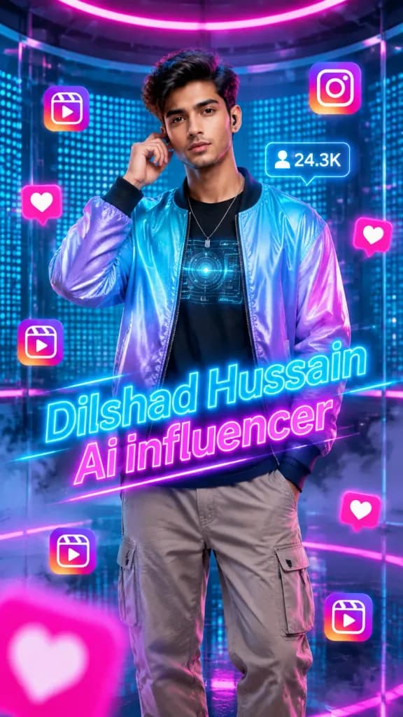 Futuristic Neon AI Creator Studio Poster