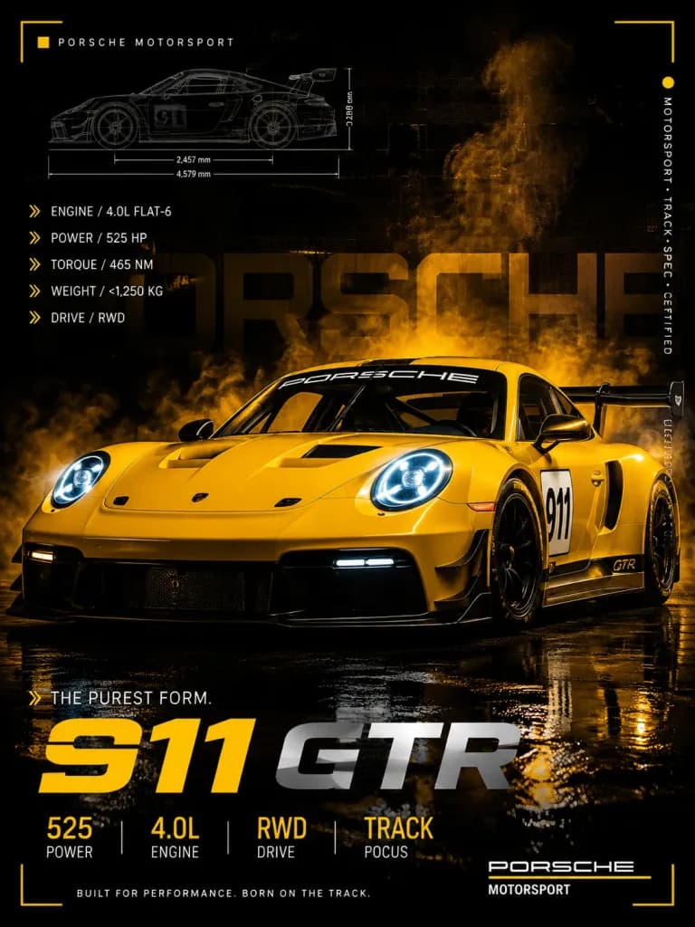 Кинематографичный постер спорткара GT