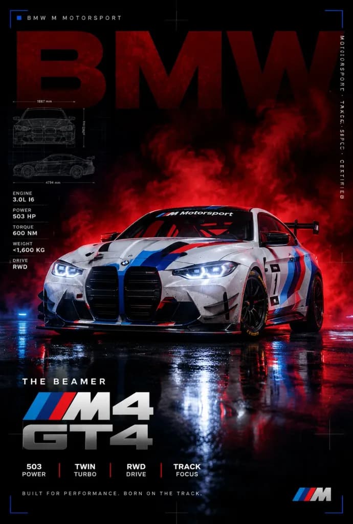 BMW M4 GT4 Motorsport Poster