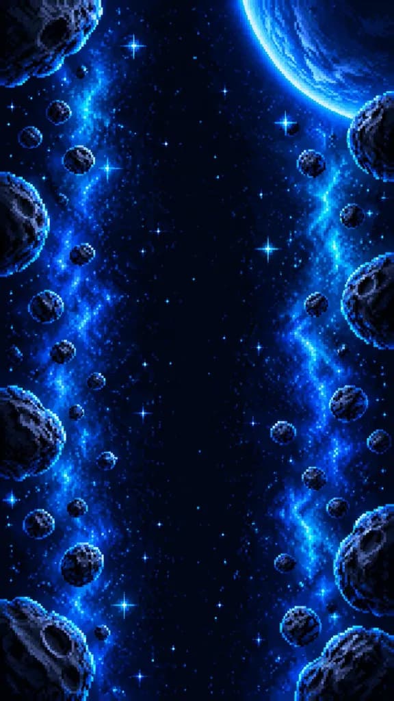 Pixel Art Vertical Asteroid Space Background