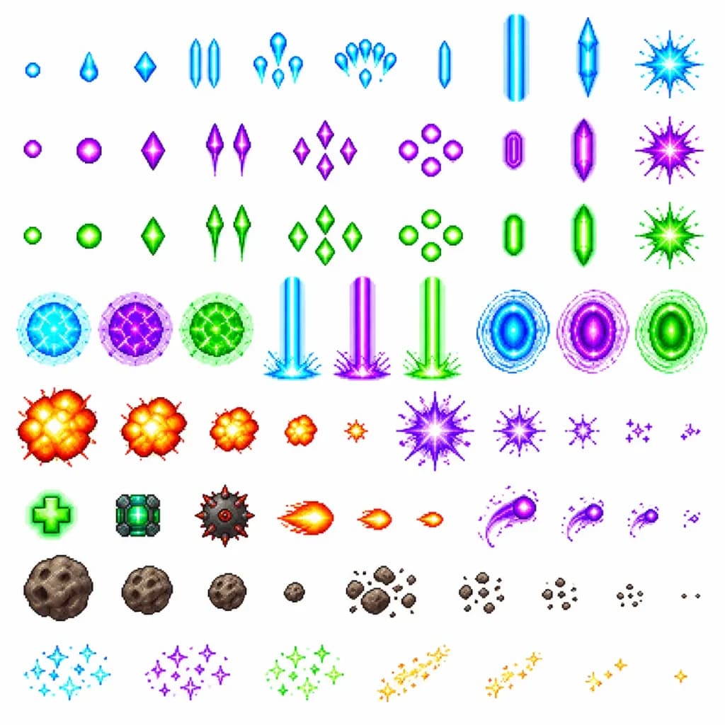 Retro Space Shooter Pixel Art Sprite Sheet