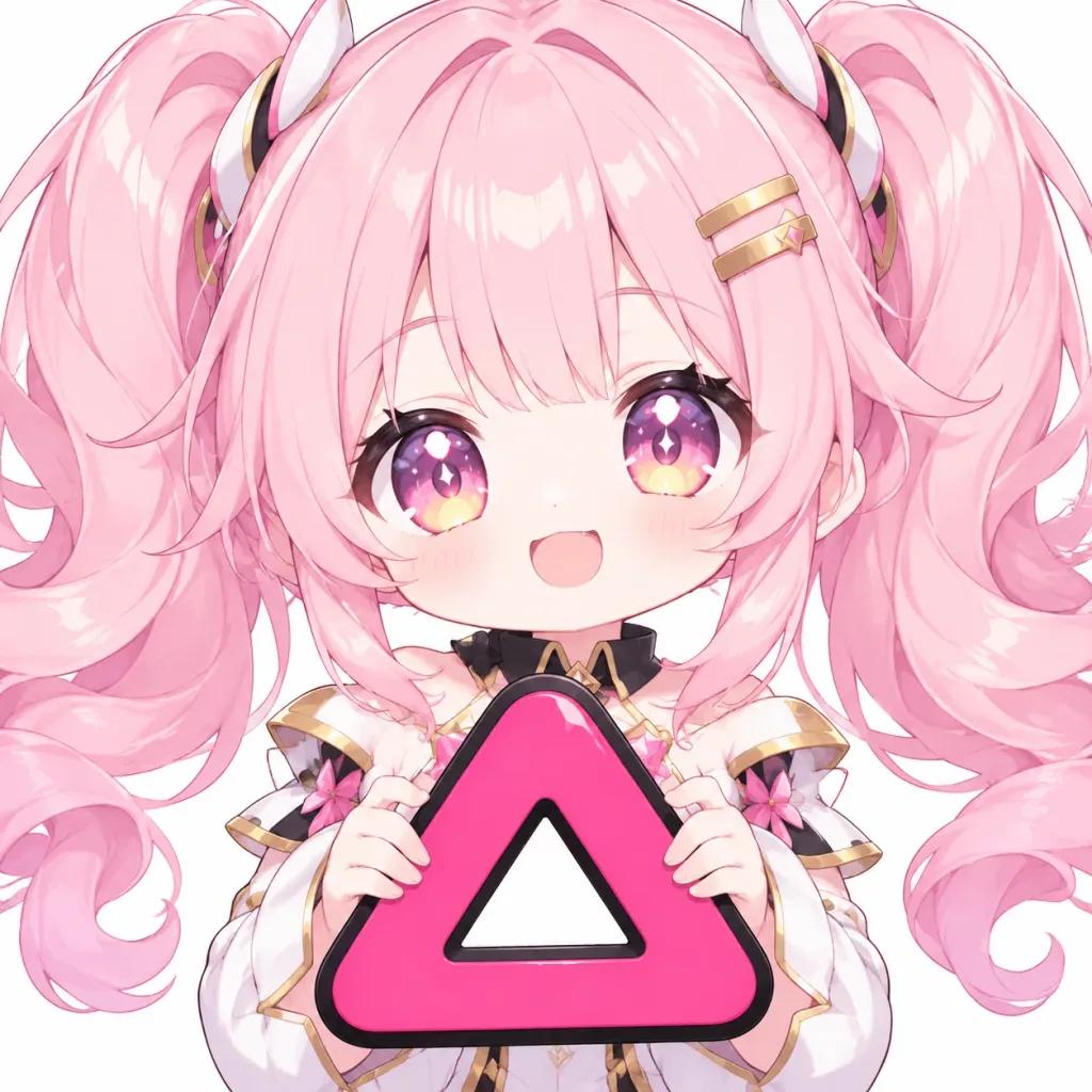 Chibi Anime Mascot Holding Triangle Logo
