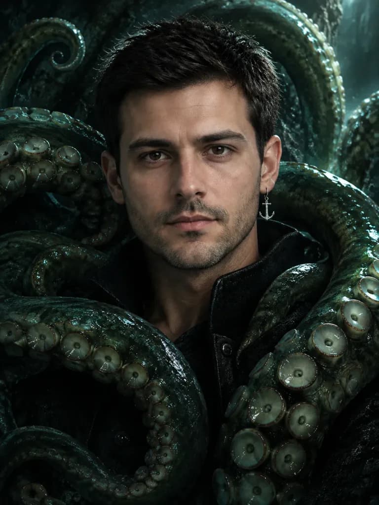 Surreal Deep Sea Tentacle Portrait