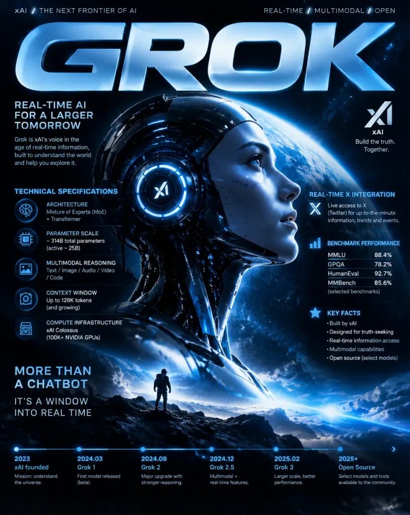 Grok AI 에디토리얼 인포그래픽 포스터