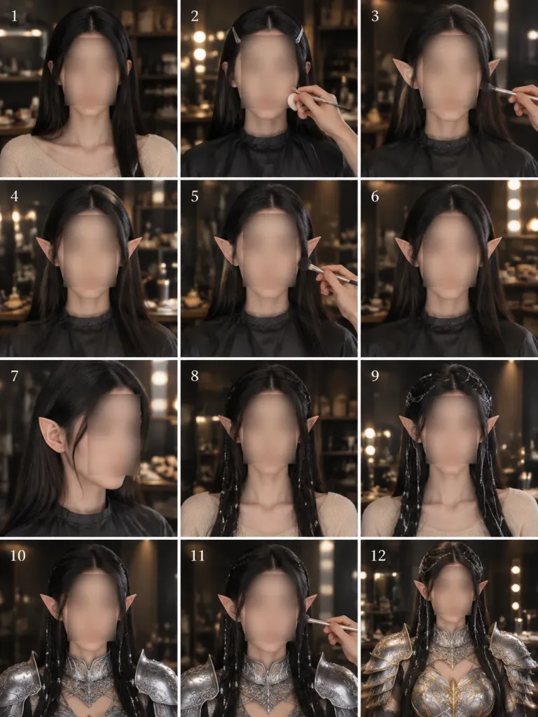 Twelve-Panel Elf Warrior Makeup Transformation